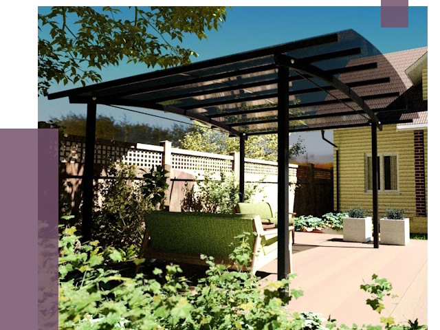 Навесы для террасы в Ялуторовске от 13169 руб. под ключ | ПРОЛЁТ-Лтр