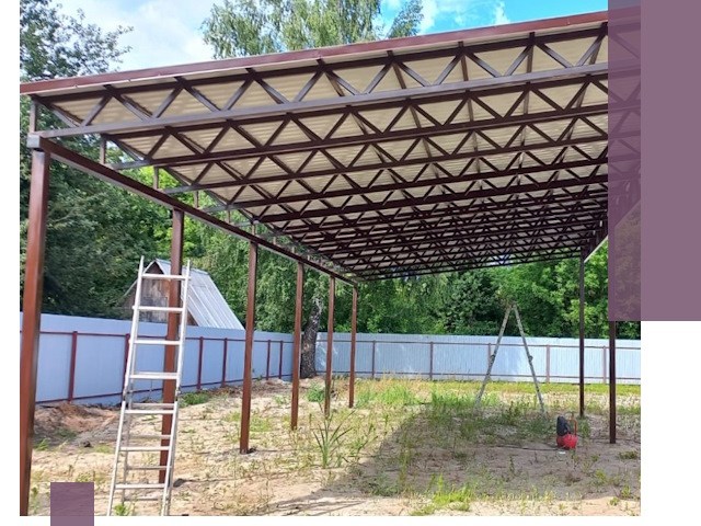 Односкатные навесы под ключ в Ялуторовске — изготовление и монтаж