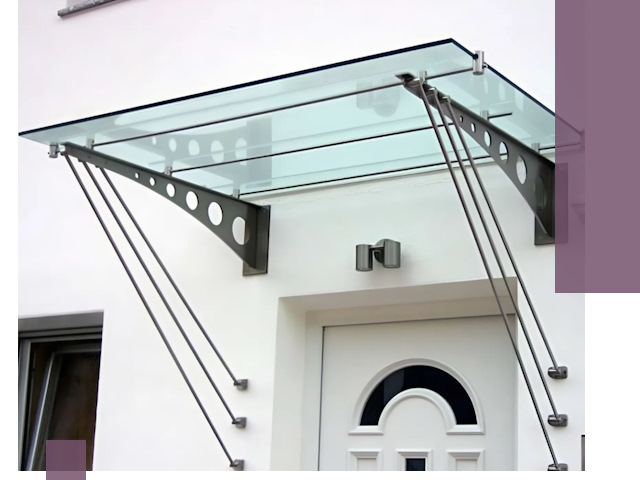 Козырьки над входом под ключ в Ялуторовске — изготовление и монтаж